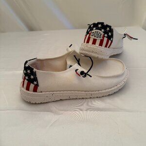 Hey Dude Wendy Americana Women's Size 7M Slip on Canvas Shoes